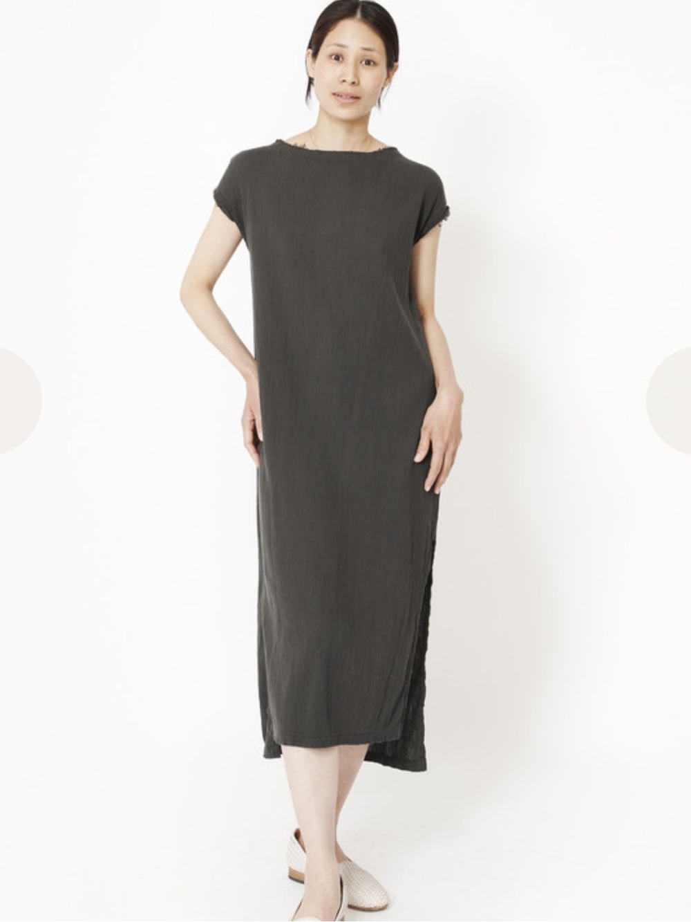 Black Crane Emma Textured Guaze faded Black midi dress S